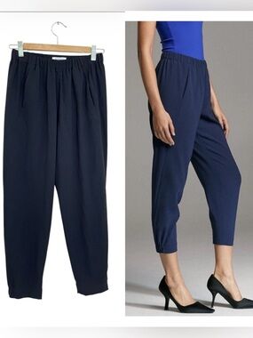 Babaton Dexter Pant - Black Elastic-Waist Cropped Tapered Pants